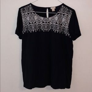 J.Crew Embroidered Navy Blue Blouse